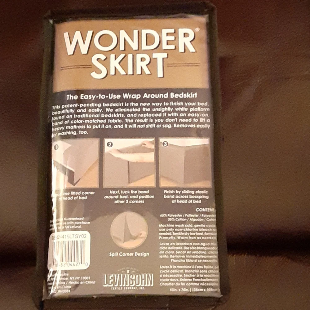 WonderSkirt wrap around Bedskirt Light Gray size Full 15